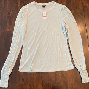 NWT Ann Taylor light blue/green long sleeve shirt, size XXS, new with tags!